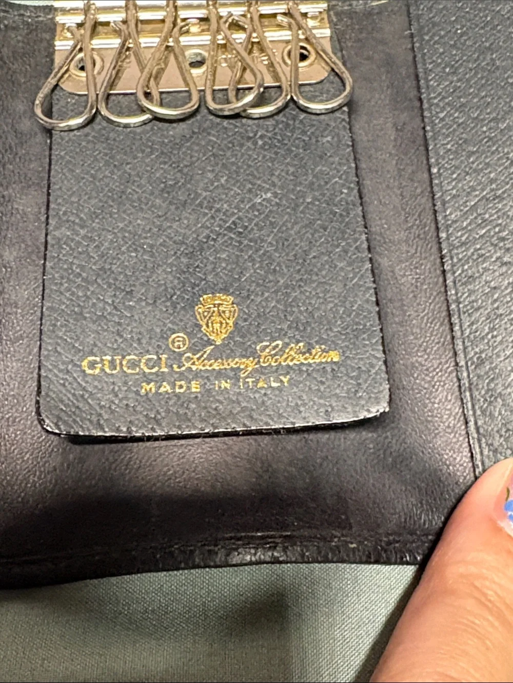 Gucci Vintage Accessory Collection Navy GG Canvas 6 Ring Key Case 72.12.038